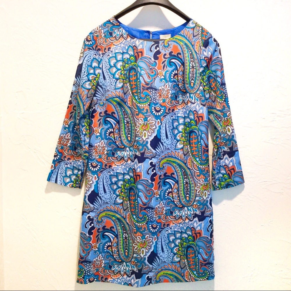 NWOT J Crew Paisley Sheath Dress, Size 00